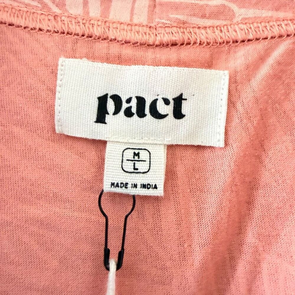 Pact Organic Cotton Rosie Staycation Short Robe pink tropical palm SZ M #2639 - Picture 2 of 14